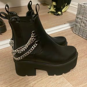 Never Worn Black Chain Platform Boots